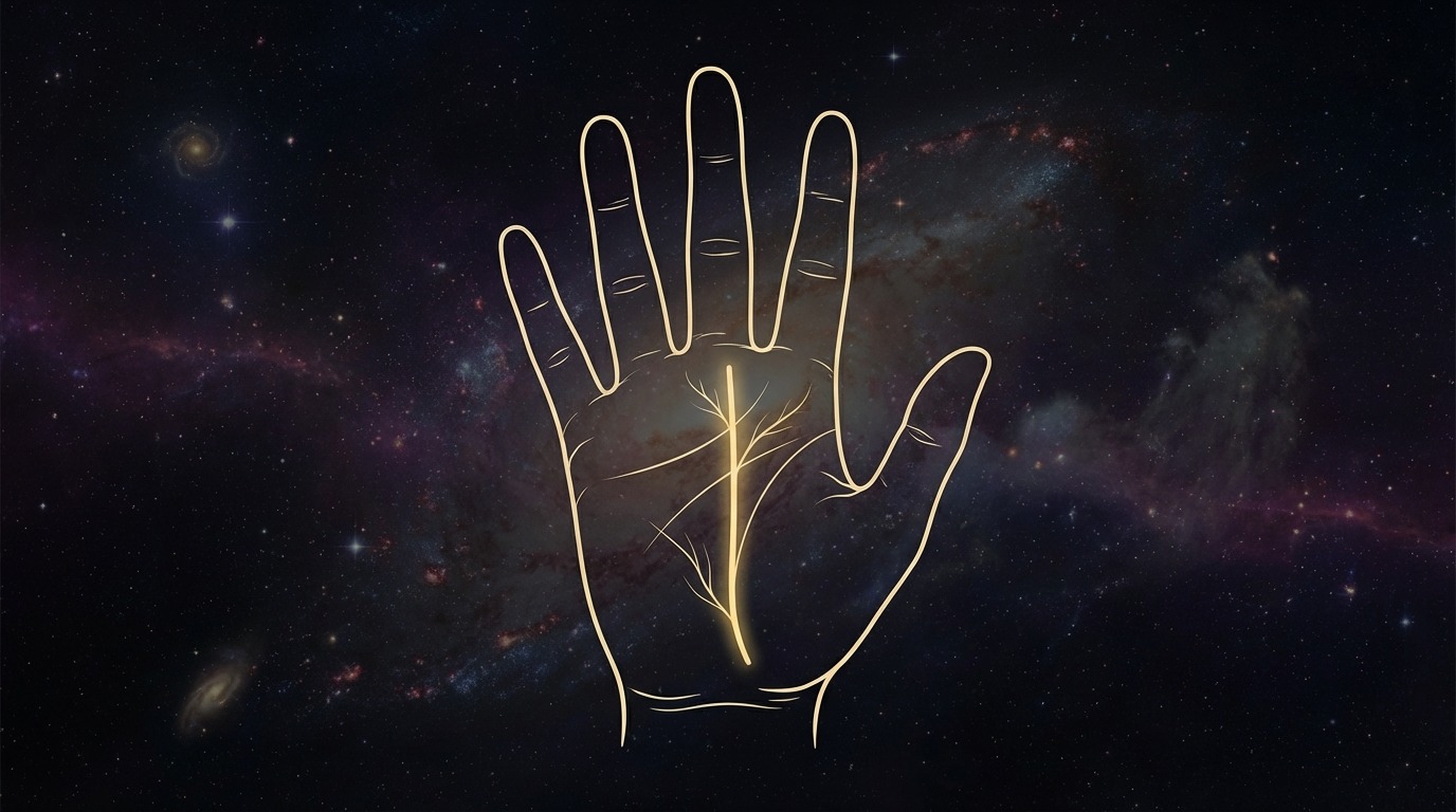 운명선 방향과 분기를 설명하는 손금 라인 아트